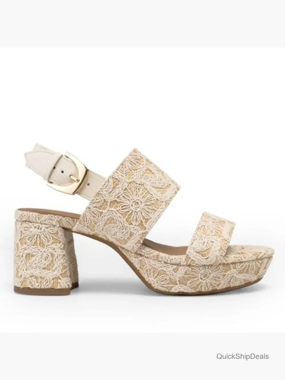 Platform Heeled Sandal with Memory Foam Insole, Adjustable Buckle